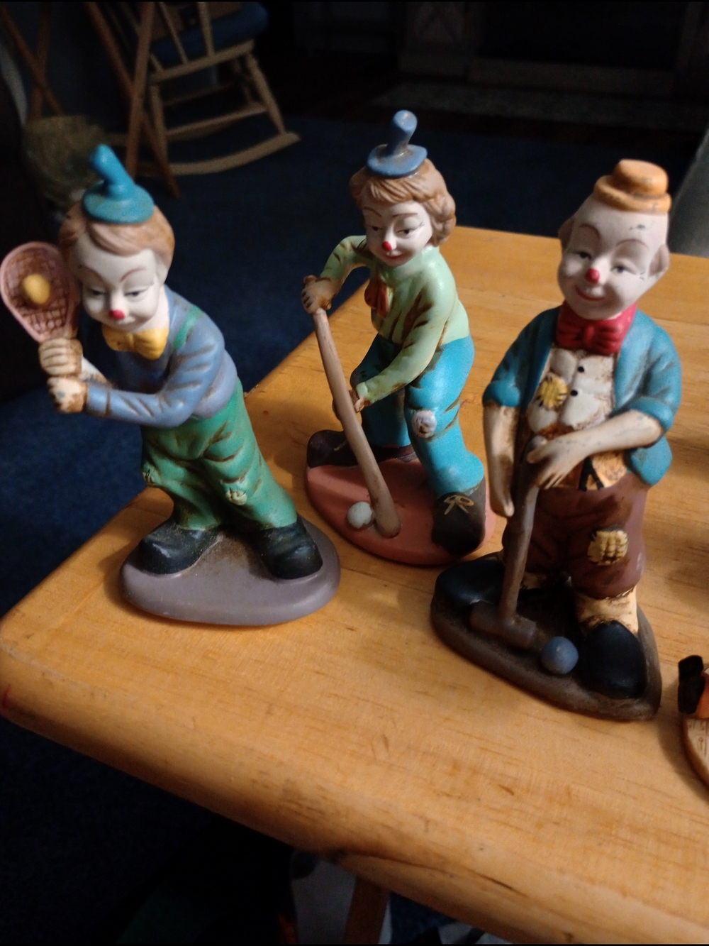 Hand-Painted Clown Golfer Figurine - Multi-Color